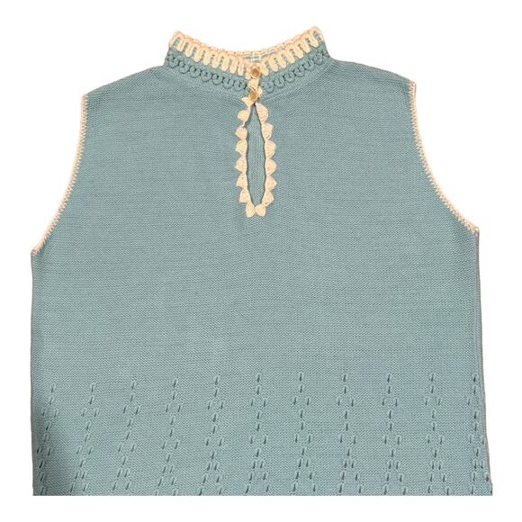 Vintage Turbo Orlon Colleen knitwear sweater vest blue & white trim size medium - Picture 4 of 12